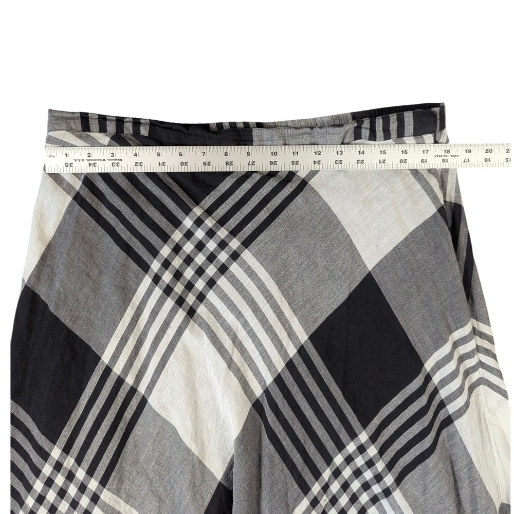 Coldwater Creek Womens XL Plaid Midi Skirt Black White Cotton A-Line‎ Lined K872 - Picture 4 of 7